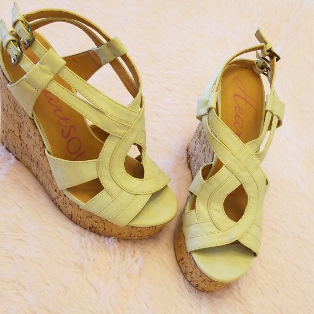 Heartsoul Strappy Boho Chic Cork Heel Sandal Wedges Size 7.5